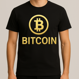 T-Shirt Bitcoin Emblema Oro – Edizione Nera