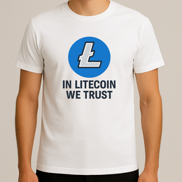 In Litecoin We Trust – Black & White Edition with Blue Icon