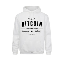 Felpa con Cappuccio Bitcoin Bianca con Design di Satoshi Nakamoto - Stile Sportivo